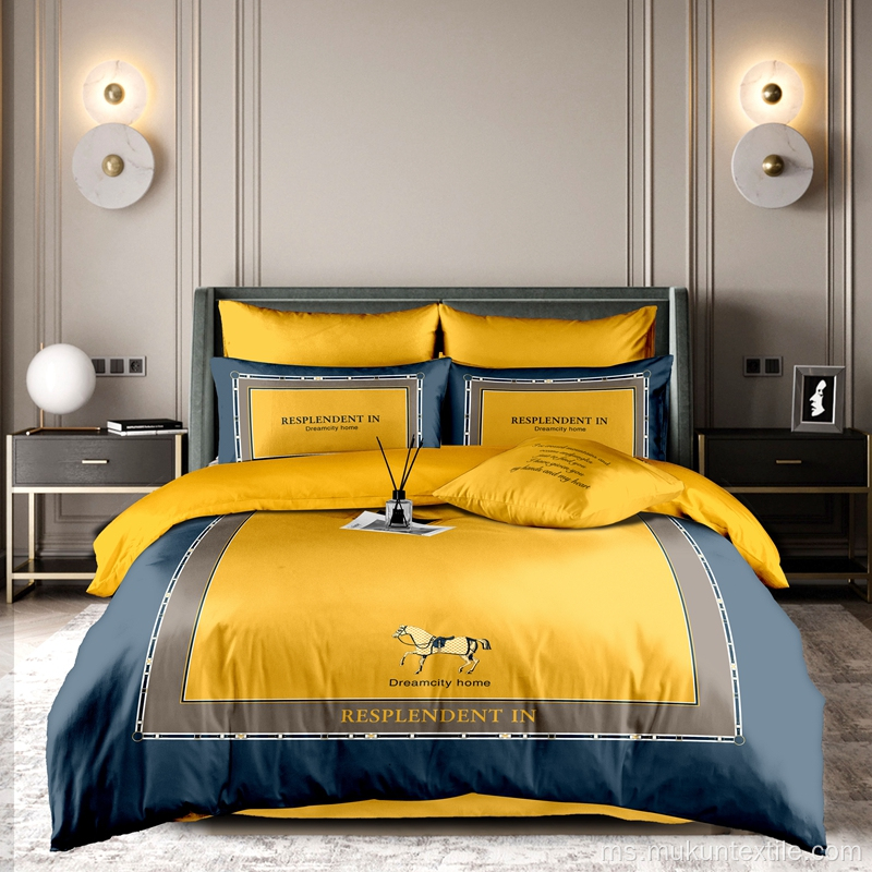 Set peralatan tempat tidur Hotel Luxury sarung selimut bercetak digital