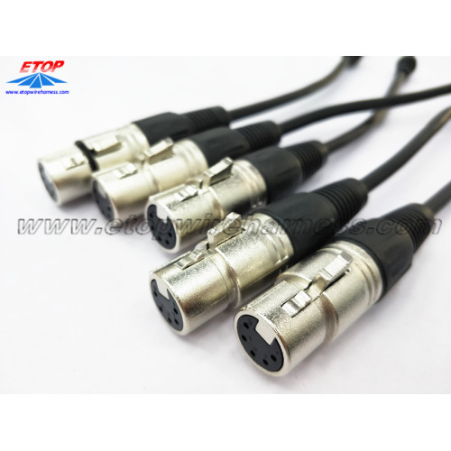 Conector de áudio XLR 5 pinos fêmea Jack microfone