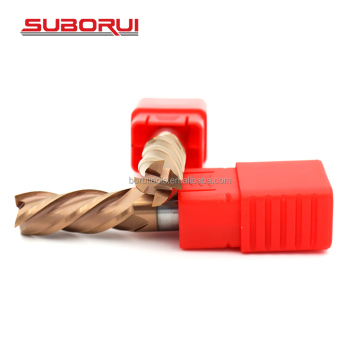 SUBORUI 8mm Hrc45-Hrc65 Solid Tungsten CNC 4 Flute Carbide End Mill for Stainless Steel Metal