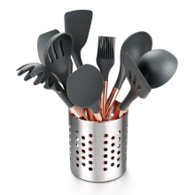 premium silicone utensil set with stainless steel holder