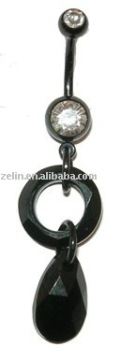 Jet blank crystal belly ring