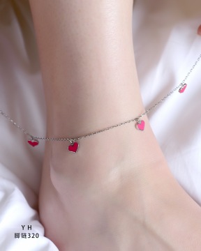 Catena alla caviglia in argento sterling con campana a forma di cuore