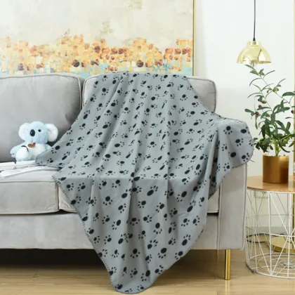 Amazon Hot Sale Pet Blanket Dog paw print pet blanket ( Roll it up in coloured paper )