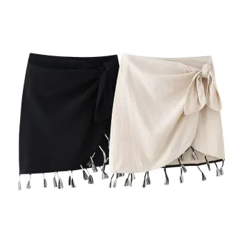 2024 New European and American Fashion Tassel Cotton Sarong Skirt - KAR & OT ZA Women's Style 3920087