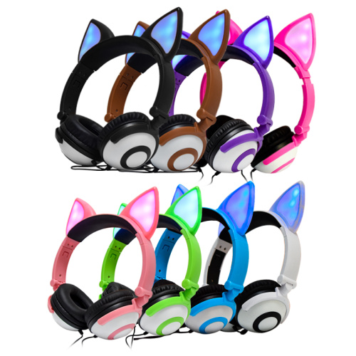 Anime Fox Ear Headphone Earphone dengan LED