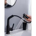 Matte Black Brass Pull Out Bathroom Basin Faucet