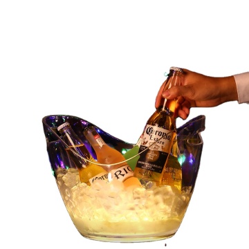 High-End Rechargeable LED Ice Bucket with Color Light for KTV, Nightclubs, and Bars