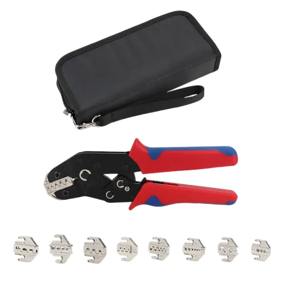 Interchangeable Combination Ratchet Pliers, Crimper, and Multi-Jaw Bag Set for End Wire Terminal Installation