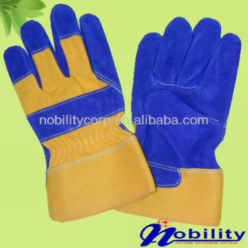 Blue Full Palm Cow Split Leather Working Gloves