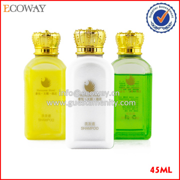 45ml plastic shampoo bottle with golden crested cap