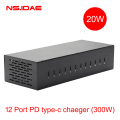 12 พอร์ต Type-C PD+QC Charger 5-12Vadaptive Fast Charging