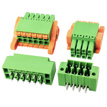 Spina femmina a molla a doppia fila verde plug-in con passo da 3,5 mm con leva Set completo con connettore maschio PCB diritto/ad angolo retto