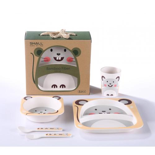 5pcs kids dinnerware set square shaped