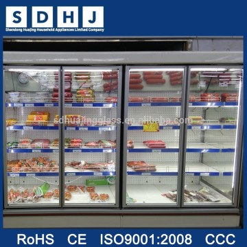 Supermarket walk in refrigerator glass door, low-e tempered insulating glass with aluminum alloy frame