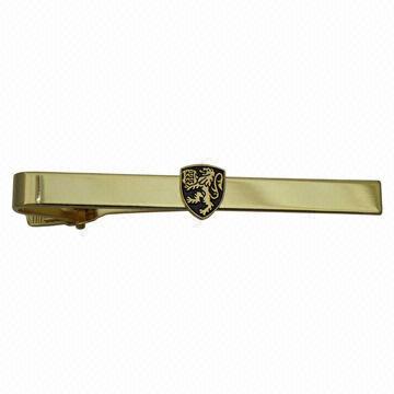 Tie Bar/Clip, Made of Brass with Soft Enamel, Customized Logos are Welcome