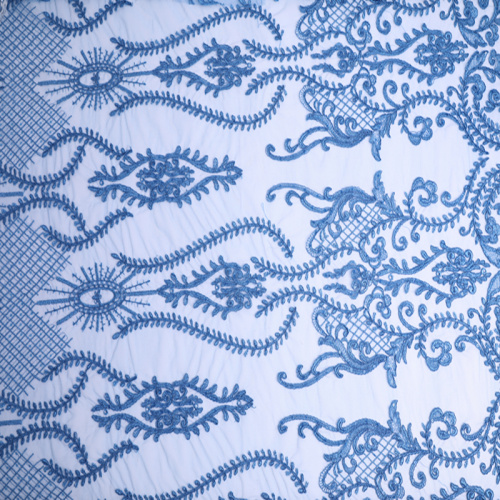 European Fashion Geometry Abstract Cord Embroidery Fabric