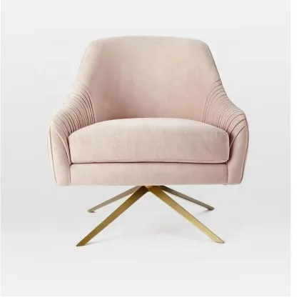 Ritoar Rabbit Swivel Chair - Gold Accent Velvet Living Room Furniture