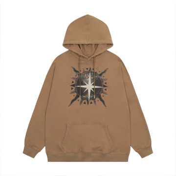 Graphic Print Sweatshirt Gothic embroidered hooded