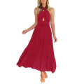 Solid Color Sleeveless Flowy A Line Midi Dress