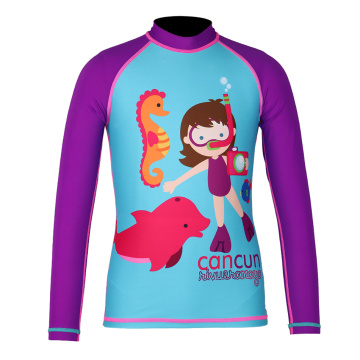 Camisa de sarpullido de la chica de la niña de la piel del mar