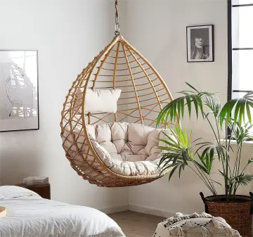 Outdoor Rattan Swing Hanging Egg Chair with Stand - Patio Garden Double Seats