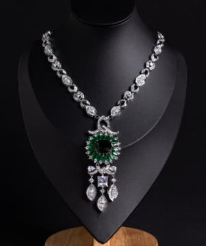 Sunburst Tassel Bridal CZ Pendant Necklace
