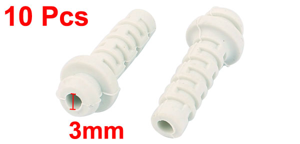 UXCELL 10pcs Hot Sale 3mm Inner Dia Rubber Strain Relief Cord Boot Protector Cable Sleeve White for Aviation Plug Power Tool