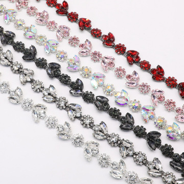 High-Quality Blue and Red Colorful Glass Rhinestone Cup Chains: Ready to Ship