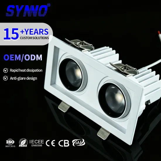 Aluminum Double Heads Square Ceiling Recessed LED Downlight