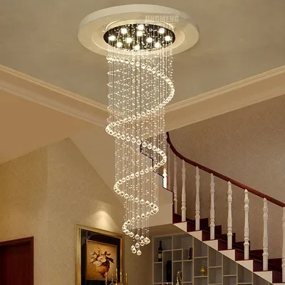 Modern Luxury K9 Crystal Beads Chandelier for High Ceiling Hotel Lobby and Stairs