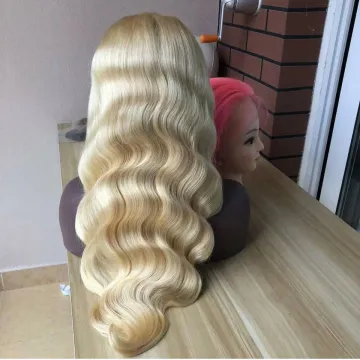 High Quality Sunlight # 613 Blonde straight hair lace wig weave Mongolian weave 100%  human hair weft virgin hair lace wig