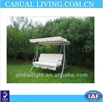White Canopy Steel Swing Chair 3 Seats