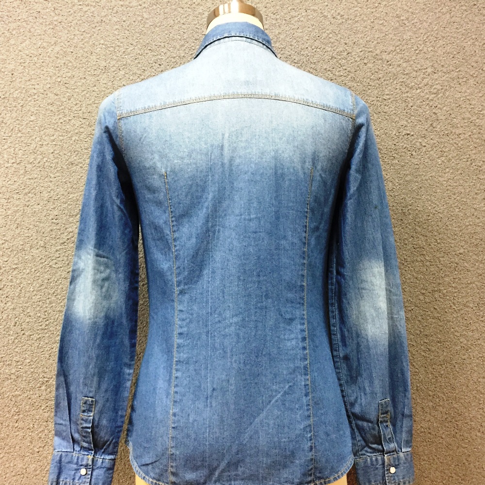 Women's cotton long sleeves denim shirt