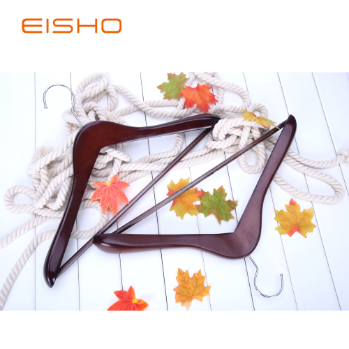 EISHO Natural Finish Durable Wooden Suit Hangers