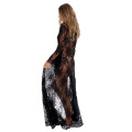 Women Sexy Long Lace Dress Sheer Gown