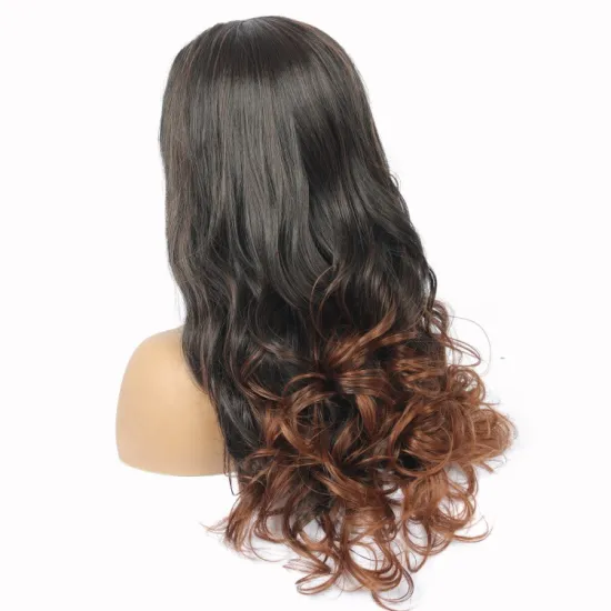 wholesale   Cheap lace closure long ombre synthetic curly front lace wig heat resistant ash synthetic fiber