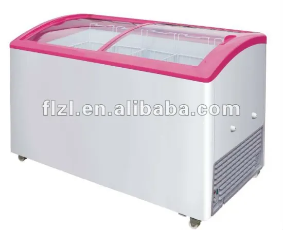 405L curved glass door freezer