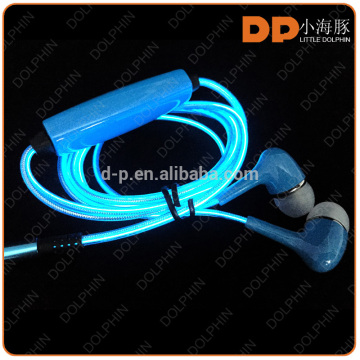 mobile accessories 3.5mm audio jack LED light glowing earbuds EL wired earphone
