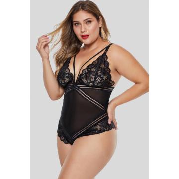 Lingerie body transparente Plus Size feminino