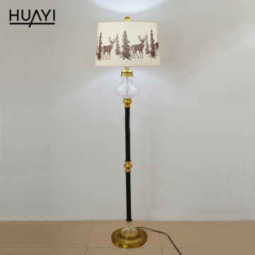 HUAYI Modern Design Engraved Glass Floor Lamp