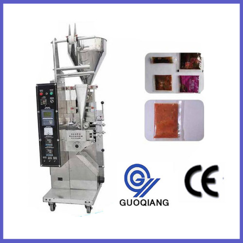 Paste packaging machine for three side sealing bag