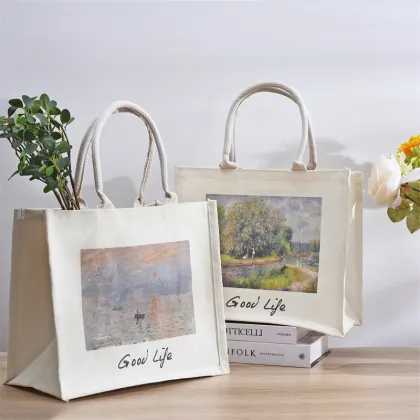 Van Gogh Canvas Fabric Tote Bags: Foldable and Reusable Shopping Bags