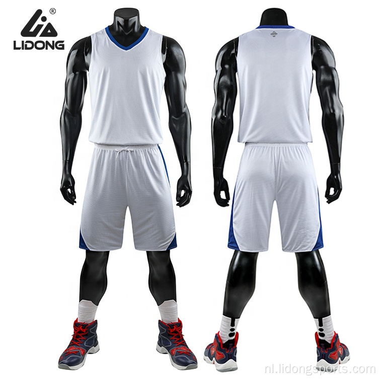 Gewone witte basketbal jersey jeugd basketball jersey sets
