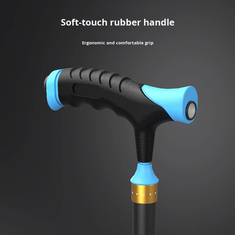 Automatically Open One-Key LED Light Aluminum Alloy Adjustable Foldable Ergonomic Cane with Anti-slip Foot Pad Thickened Design3