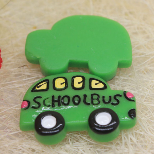 30*22MM resin cute mini school bus blue no hole keyring charm