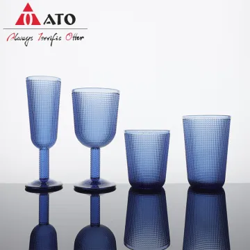 Blue Colored Glass water cup Vintage Set