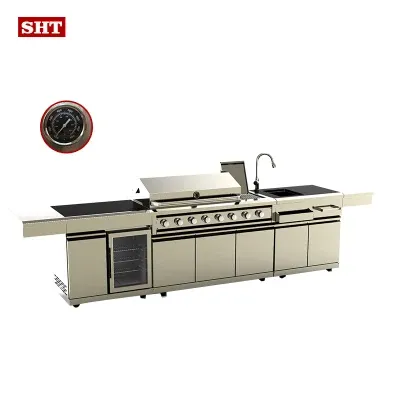European Style Barbeque Gas Grill Islands Outdoor Kitchen Cabinet Garden Gathering