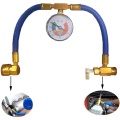 Car Refrigerant Charging Hose Kit with Gauge Self-sealing Can Tap Valve Charge R134A R22 R290 A/C AC Recharge