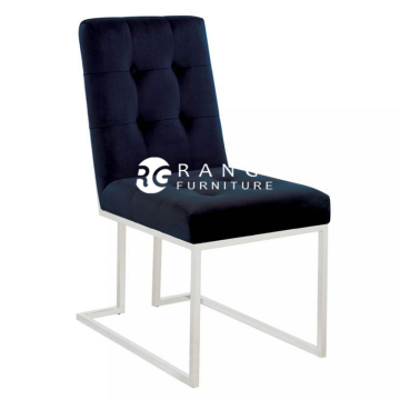Modern Blue Nordic Velvet Dining Chair with Stainless Steel Legs