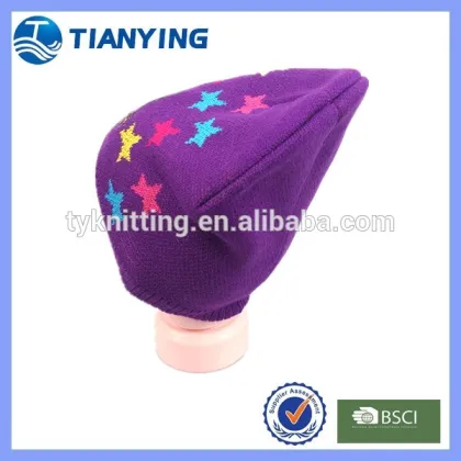 Beatiful 100% acrylic jacquard little star knitted hat